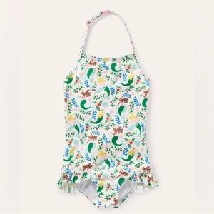 Mini Boden Halterneck Mermaid Swimsuit Ruffle Trim Size 2-3 Years Beach